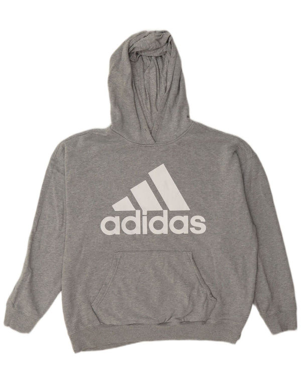Adidas grafisk oversized hættetrøjetrøje til kvinder UK 12/14 Medium Grå Flecked