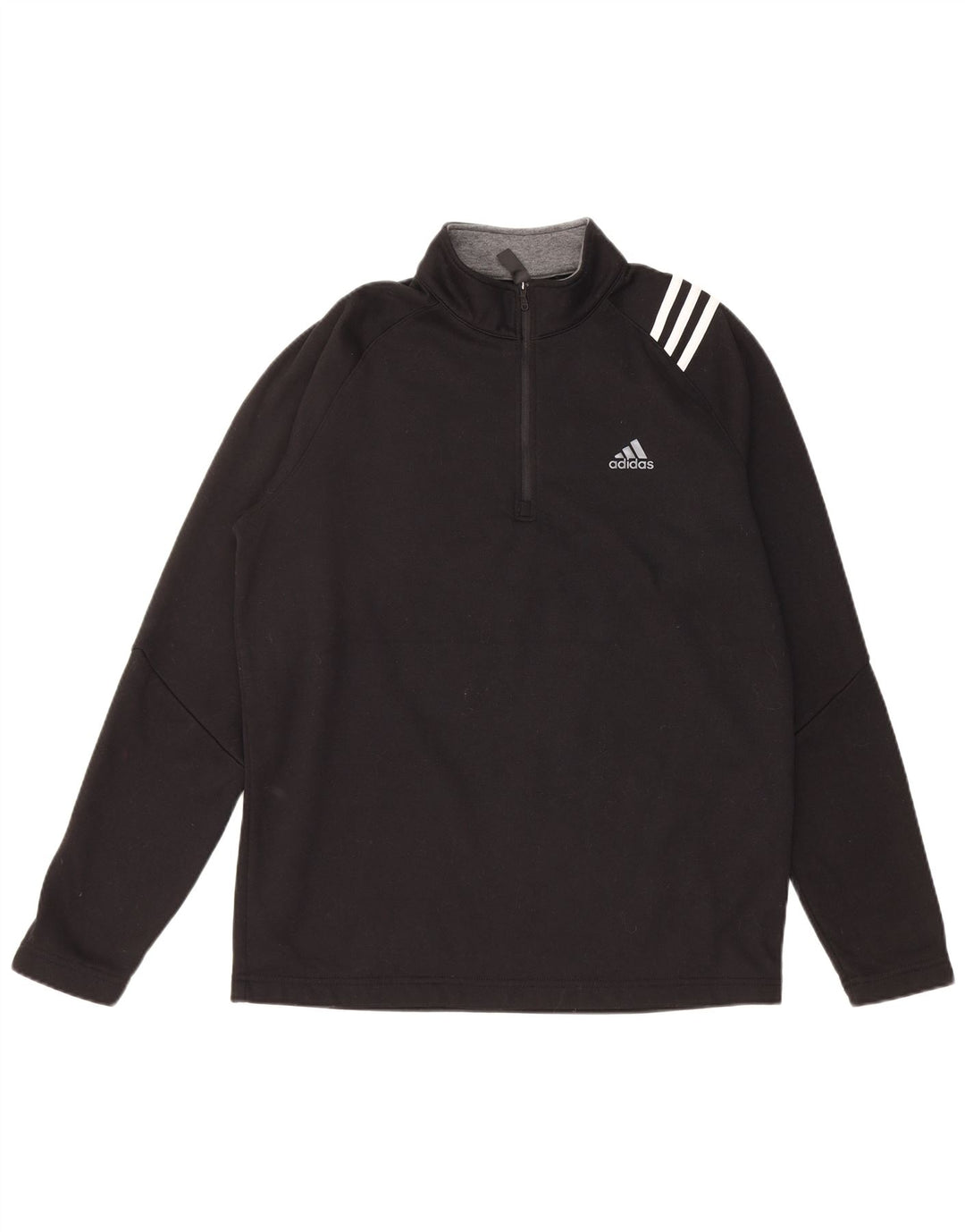 ADIDAS Mens Zip Neck Pullover Tracksuit Top Medium Black Polyester