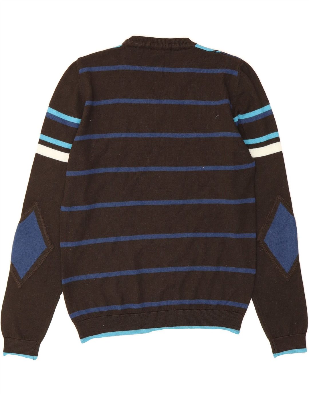 ENERGIE Mens V-Neck Jumper Sweater Small Black Argyle/Diamond Wool Vintage Energie and Second-Hand Energie from Messina Hembry 