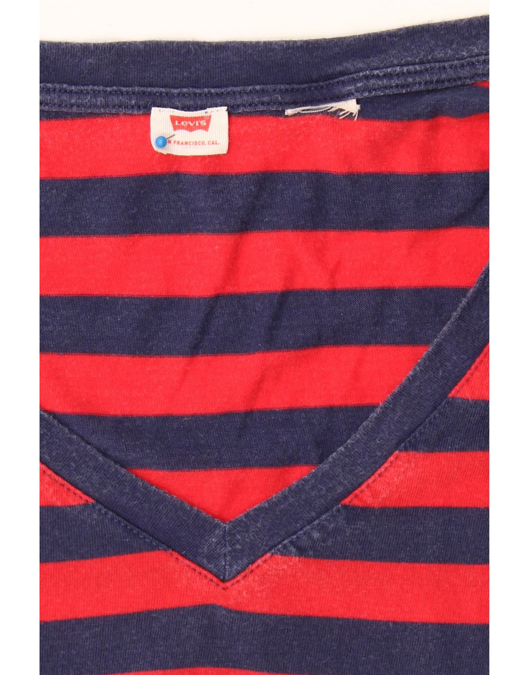 LEVI'S Womens T-Shirt Top UK 12 Medium Red Striped Vintage Levi's and Second-Hand Levi's from Messina Hembry 