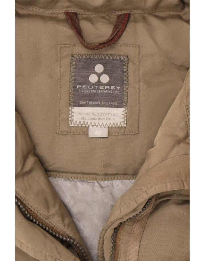 PEUTEREY Womens Padded Jacket IT 42 Medium Khaki Polyamide