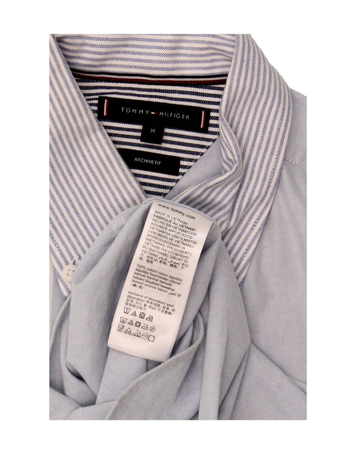 TOMMY HILFIGER Mens Shirt Medium Blue Striped Cotton Vintage Tommy Hilfiger and Second-Hand Tommy Hilfiger from Messina Hembry 