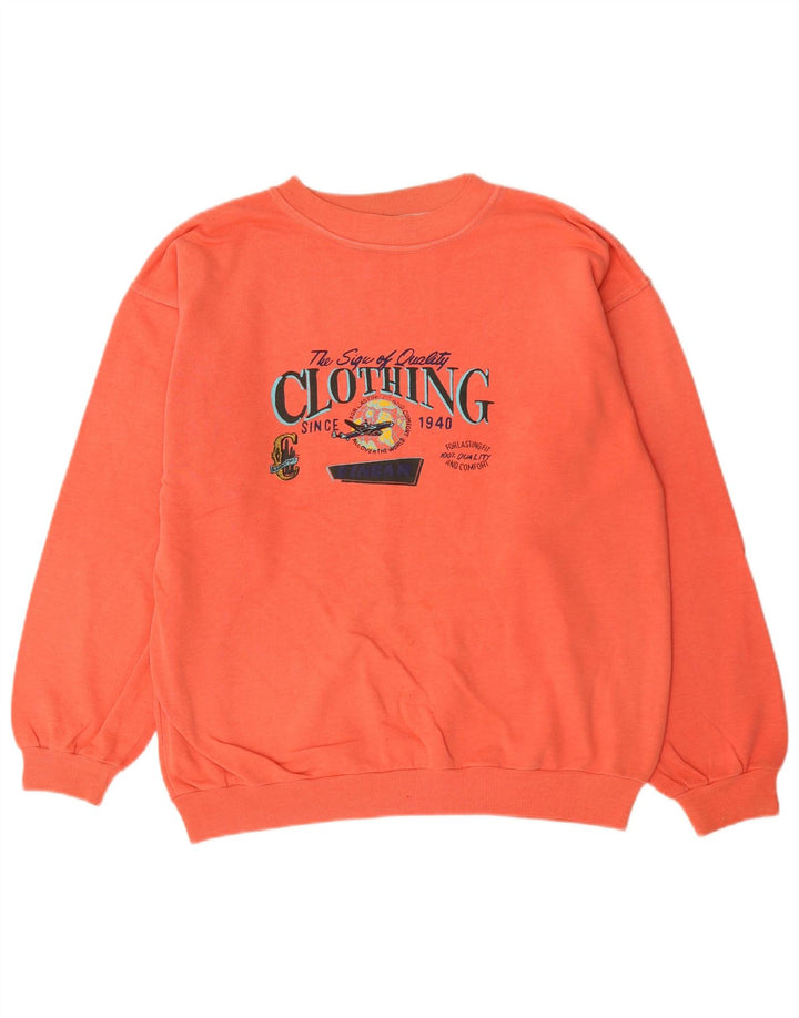 Vingar Mens Graphic Sweatshirt Jumper Large Orange Cotton