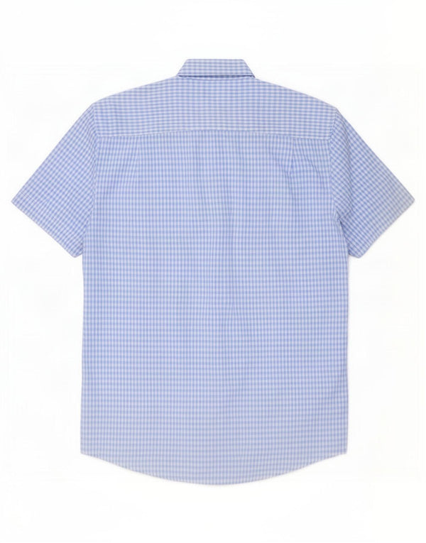 Pierre Cardin Mens Short Sleeve Regular Fit Shirt Medium Blue Gingham