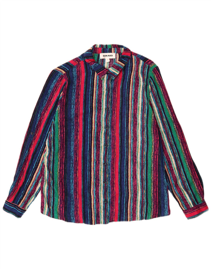 Vintage Womens Shirt Blouse UK 12 Medium Multicoloured Striped Viscose