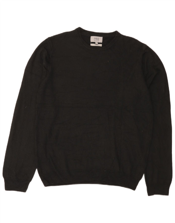 Marks & Spencer Mens Crew Neck Jumper Sweater Medium Black Acrylic