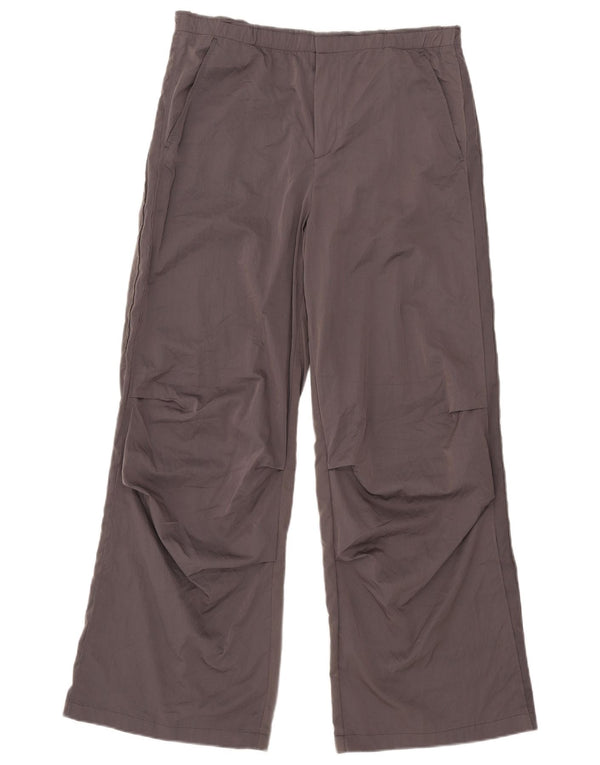 Zara Damen-Hose mit hoher Taille und weitem Bein, Größe L, W30, L30, Grau, Polyester