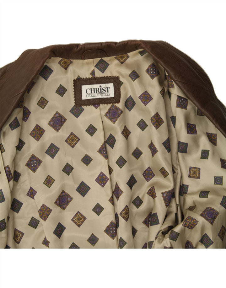 CHRIST Womens Leather Jacket IT 42 Medium Brown Leather Vintage Christ and Second-Hand Christ from Messina Hembry 
