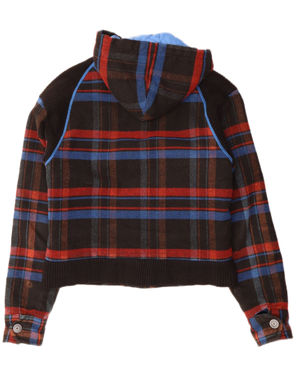 Iceberg Mens Hooded Bomber Jacket IT 52 XL Black Check Polyester