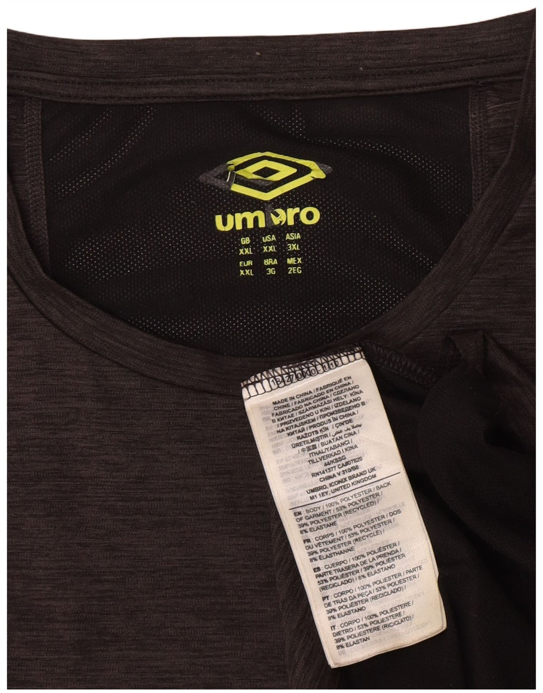 Umbro Mens T-Shirt Top 2XL Grey Colourblock Polyester