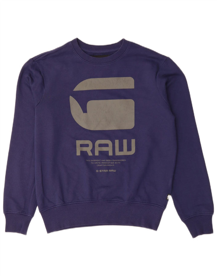 G-STAR Mens Graphic Sweatshirt Jumper Small Navy Blue Cotton