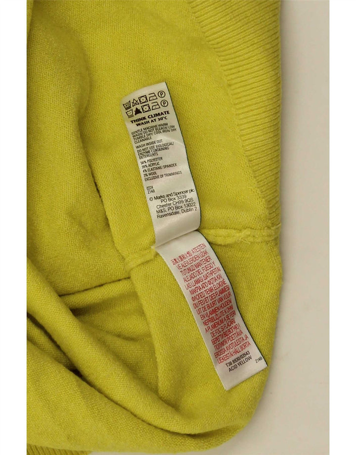 Marks & Spencer Womens Roll Neck Jumper Sweater UK 10 Small Yellow
