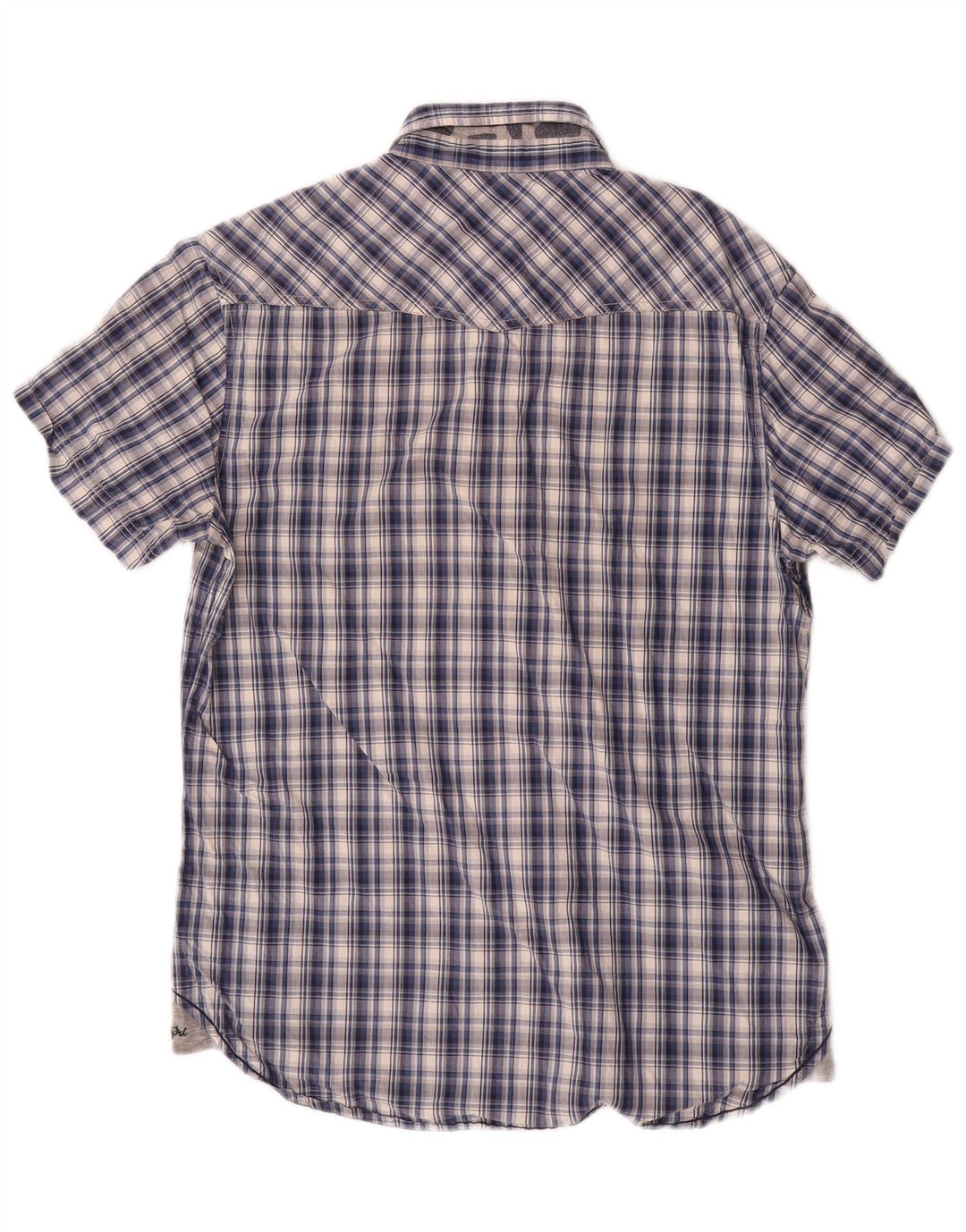 Napapijri Mens Short Sleeve Shirt Medium Navy Blue Check