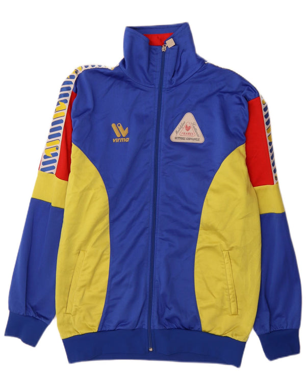 vintage Mens Graphic Survêtement Top Veste Grand Bleu Colorblock Sports