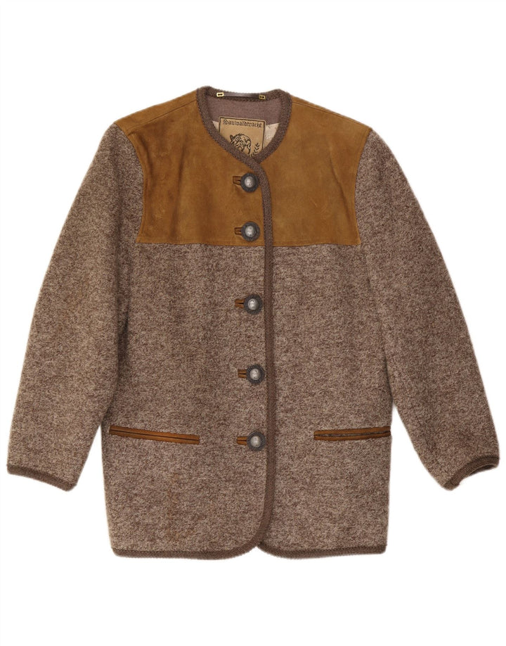 Vintage Damen 5-Knopf-Blazerjacke UK 14 Mittelbraun Farbblock