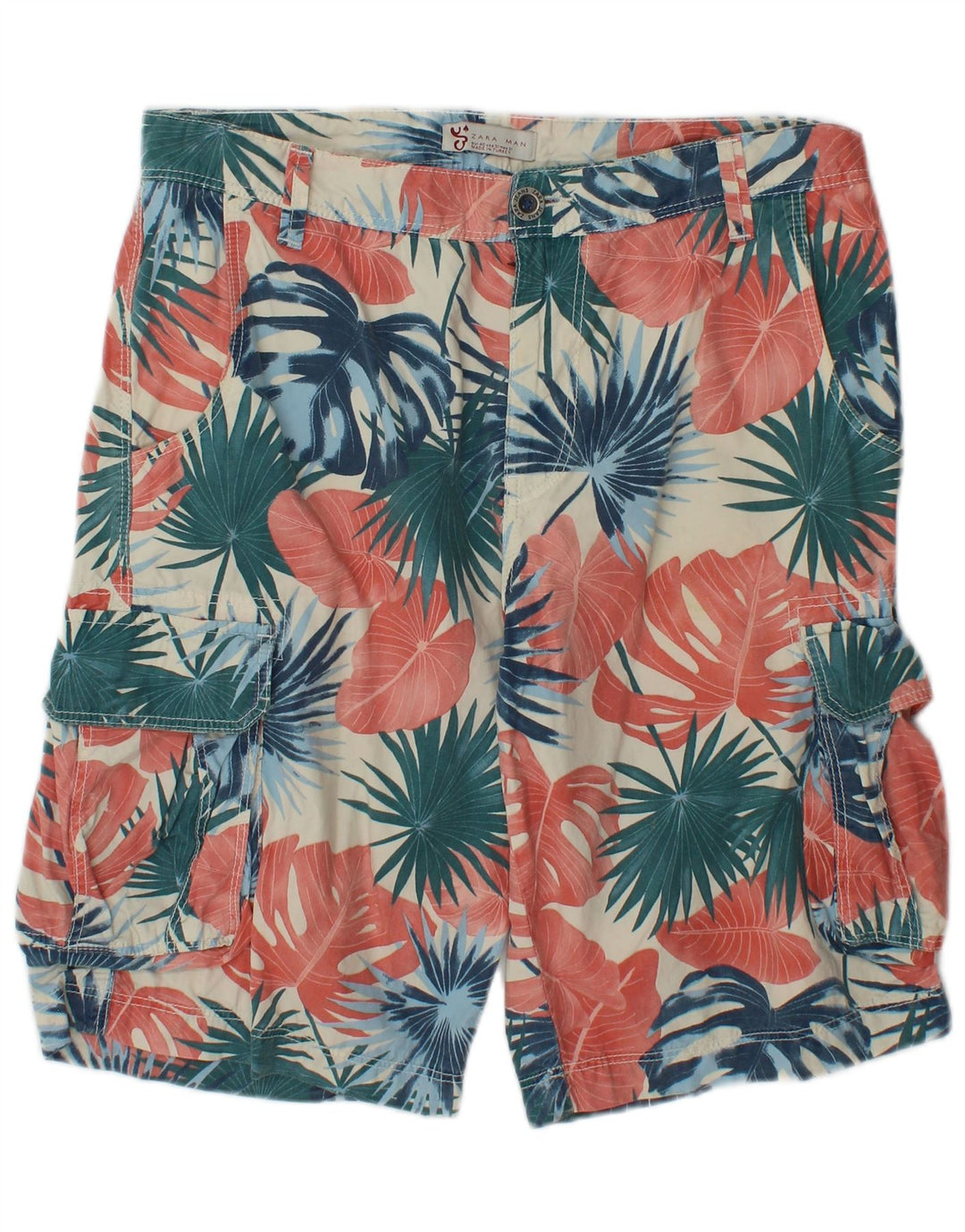 Zara Mens Cargo Shorts EU 40 Medium W31  Multicoloured Floral Cotton