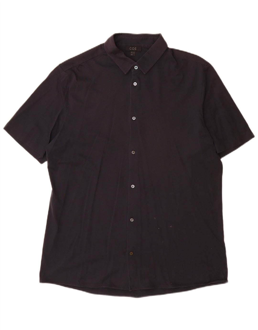 Cos Mens Short Sleeve Shirt Large Navy Blue Cotton