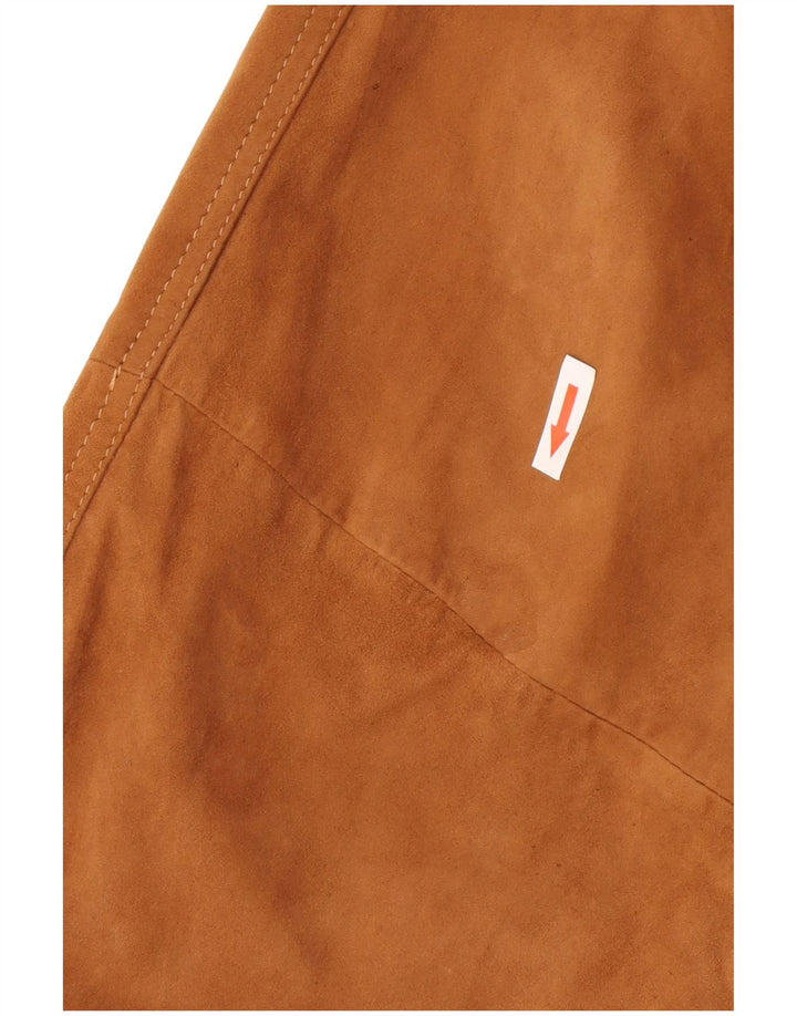 Giubbotto bomber vintage in pelle scamosciata da uomo IT 52 XL in pelle marrone