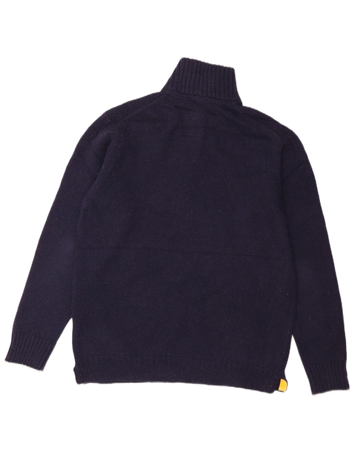 Boden Mens Zip Neck Jumper Sweater Large Navy Blue Lambswool