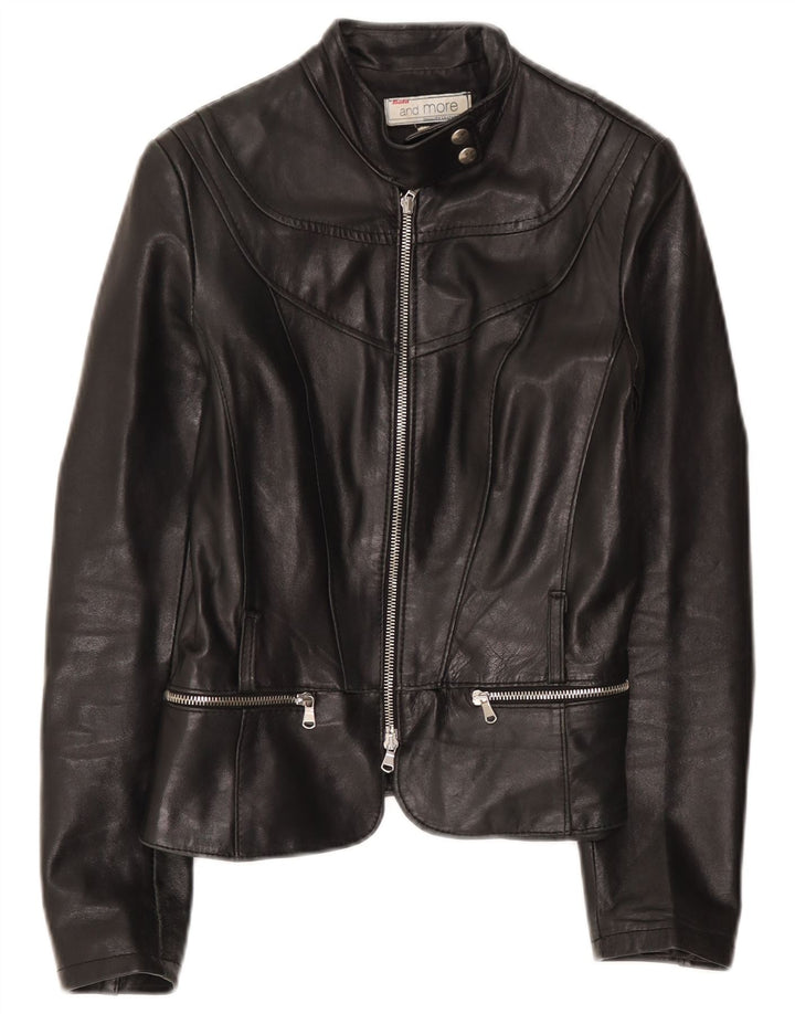 Bata and More Womens Leather Jacket IT 44 Medium Black Leather