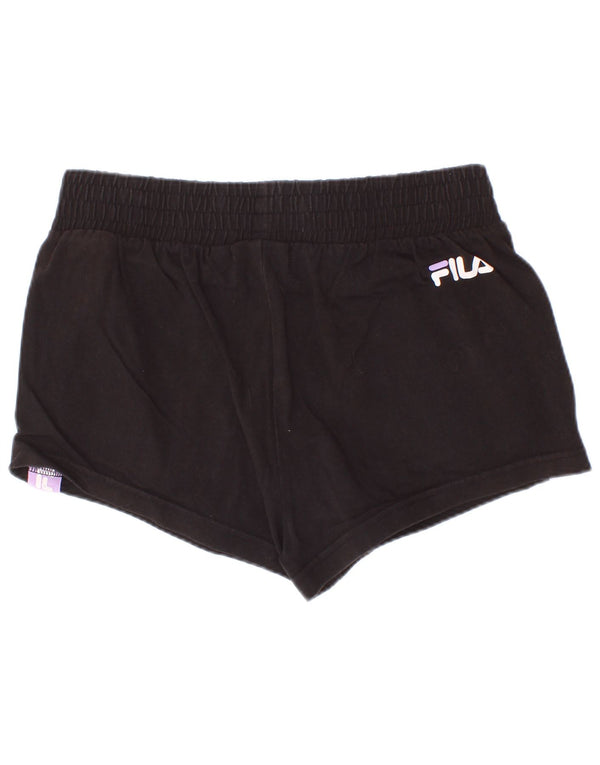 Pantaloni scurți sport Fila pentru fete 11-12 ani, negru, color block, bumbac