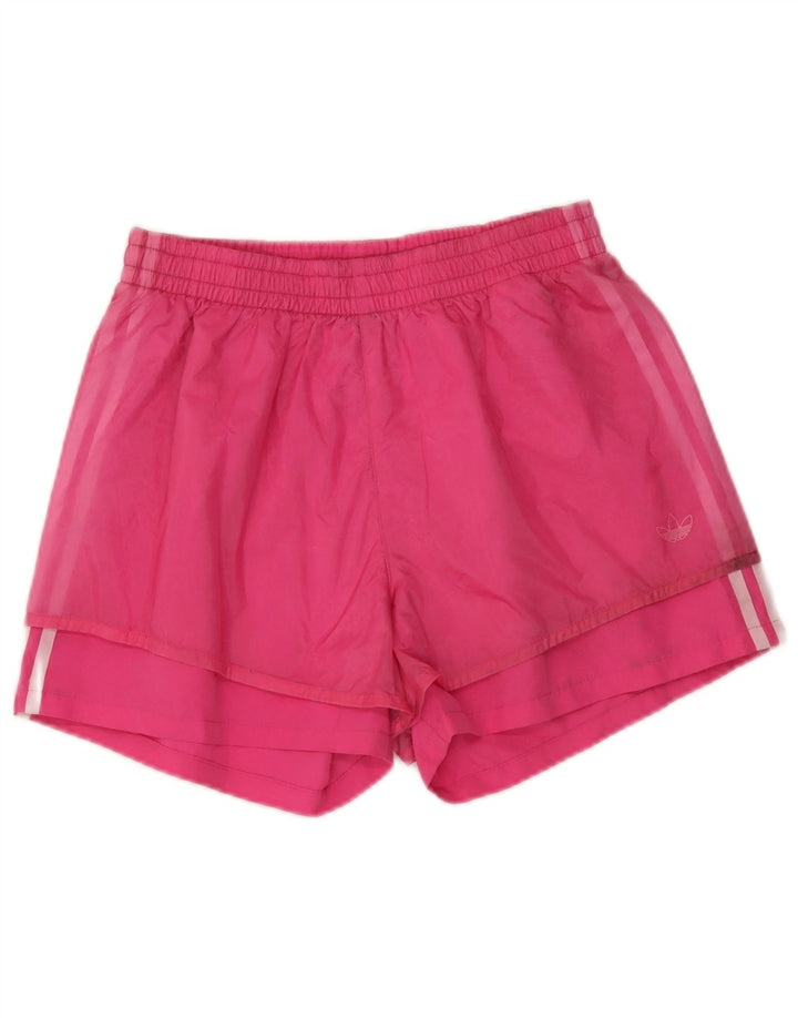Adidas Womens Sport Shorts UK 12 Medium Pink Polyester