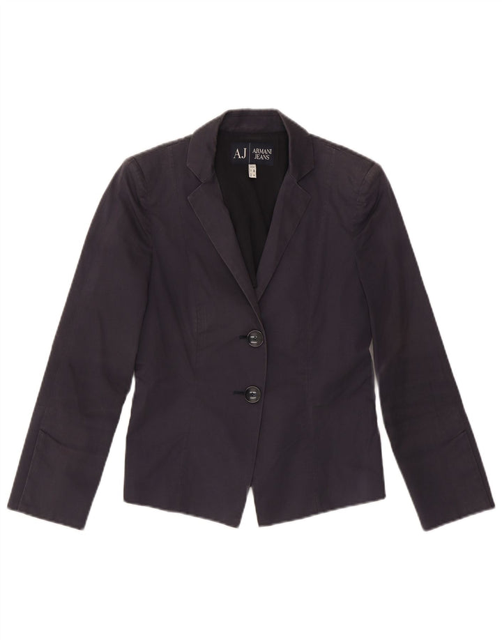 ARMANI Womens Crop 2 Button Blazer Jacket US 4 Small Navy Blue Cotton