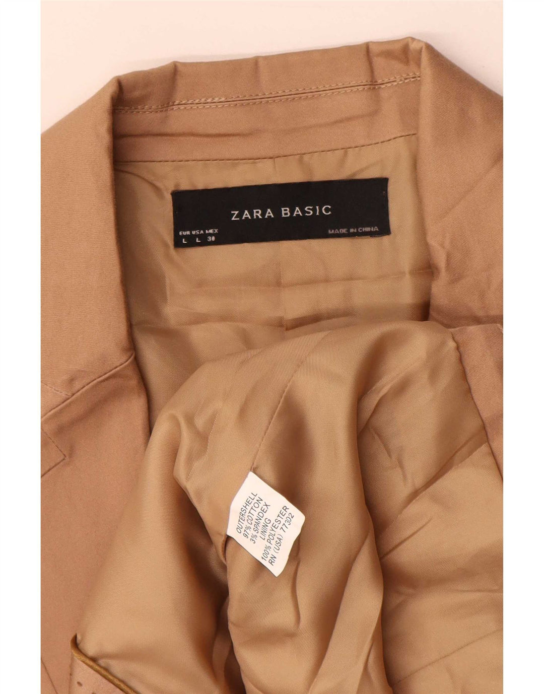 Giacca blazer a 2 bottoni da donna Zara UK 14 grande cotone beige