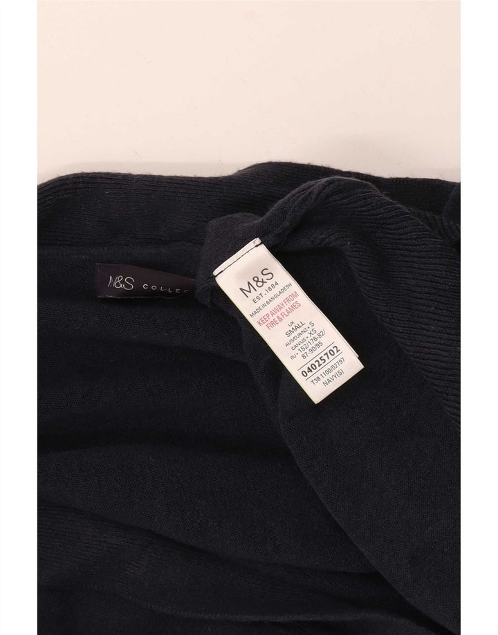 Marks & Spencer Womens Open Cardigan Sweater Small Navy Blue Acryl