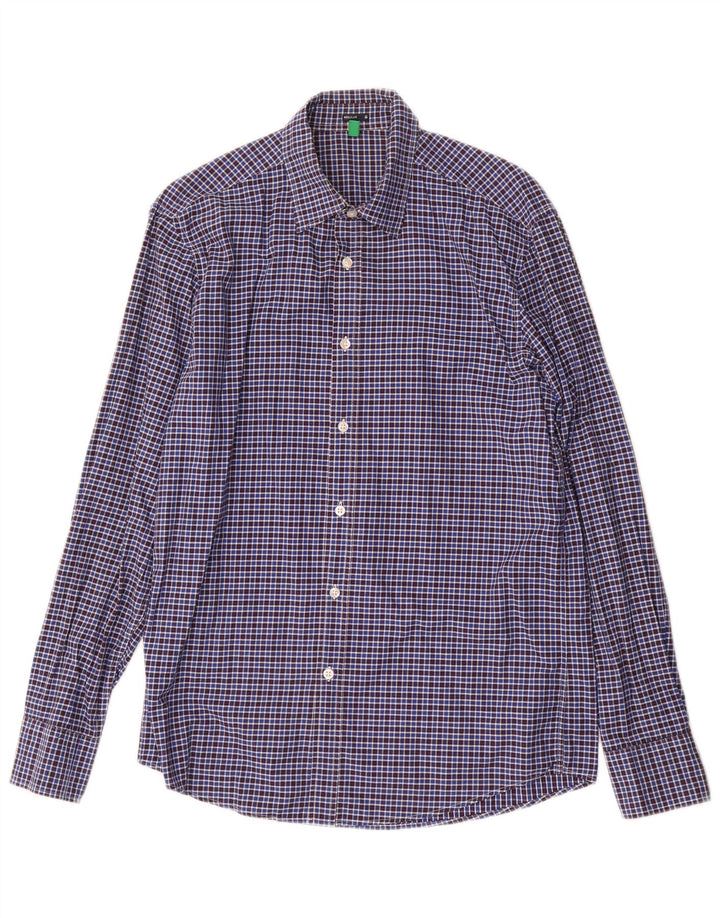 Benetton Herre Regular Fit skjorte Medium Blue Check