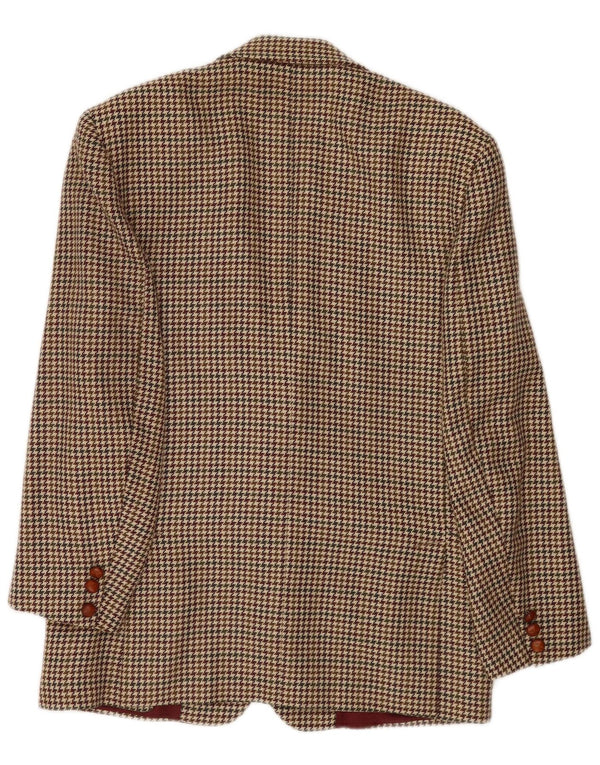 Jaqueta blazer masculina Stefanel com 2 botões IT 48 acetato marrom houndstooth médio