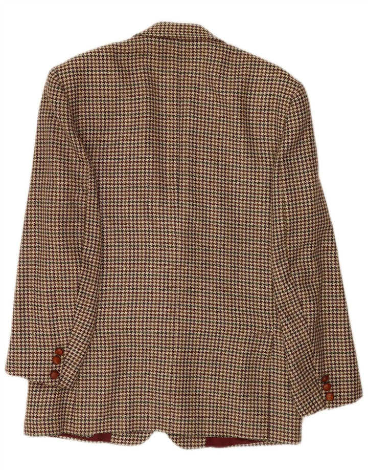 Jaqueta blazer masculina Stefanel com 2 botões IT 48 acetato marrom houndstooth médio