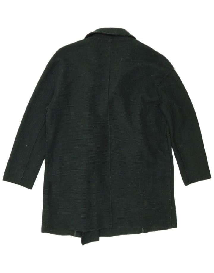 Zara Mujer Abrigo Extragrande De Doble Botonadura UK 40 Pequeño Poliéster Verde