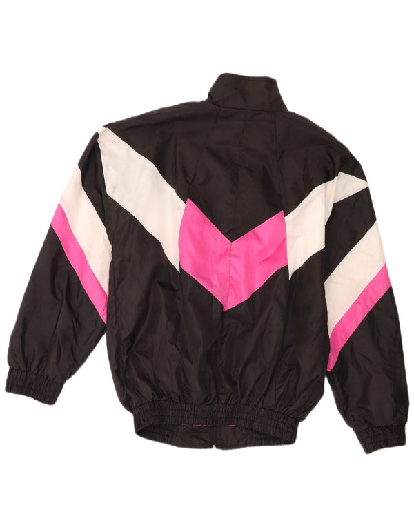 vintage Mens Survêtement Top Veste XL Noir Colourblock Polyester
