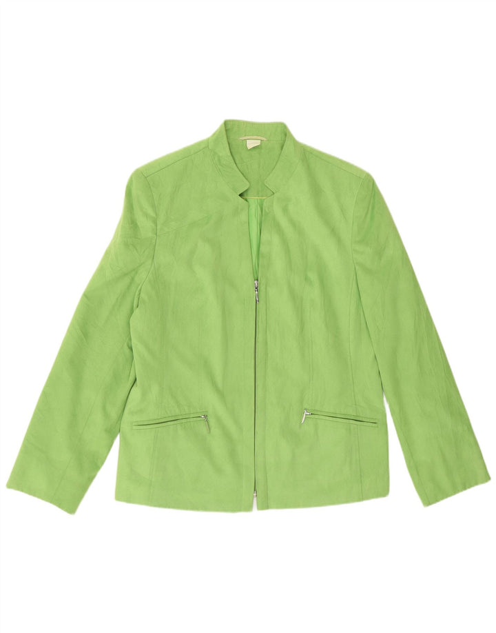 Veste Blazer Femme Vintage UK 12 Polyester Vert Moyen