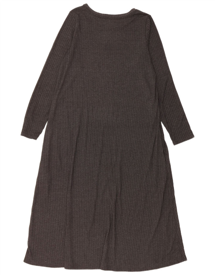 Marks & Spencer Damen-Maxikleid mit langen Ärmeln, Gr. 46, Grau, Polyester