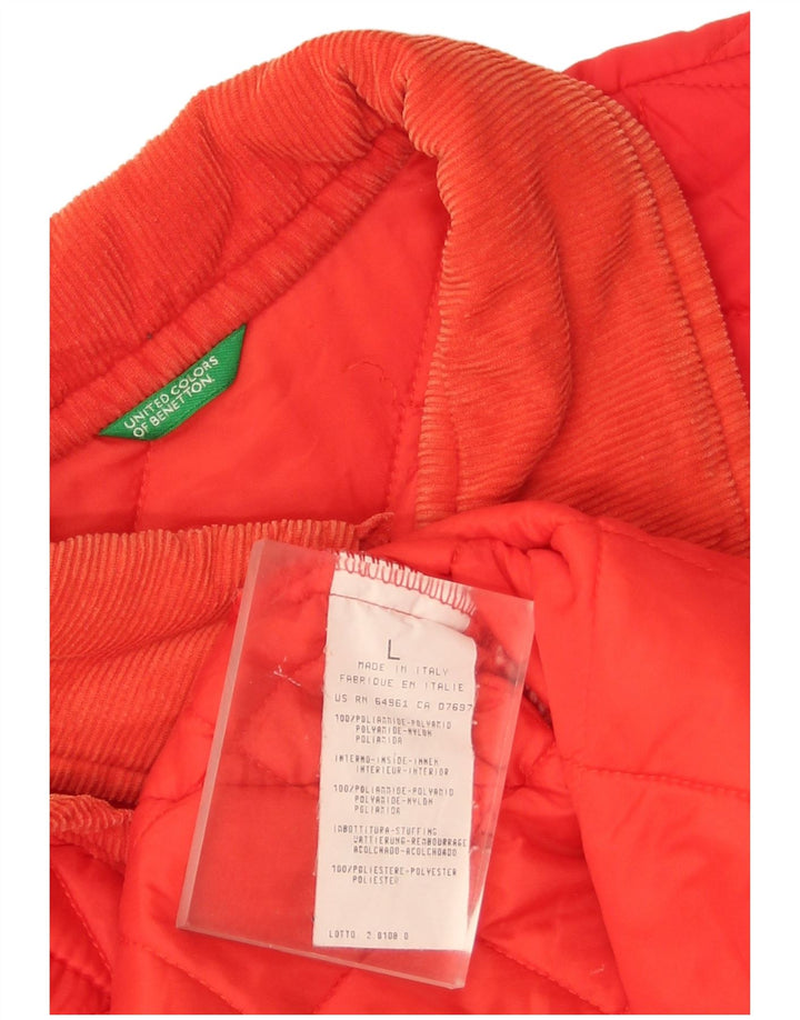 Benetton Boys Quilted Jacket 13-14 Years Large Red Polyamide