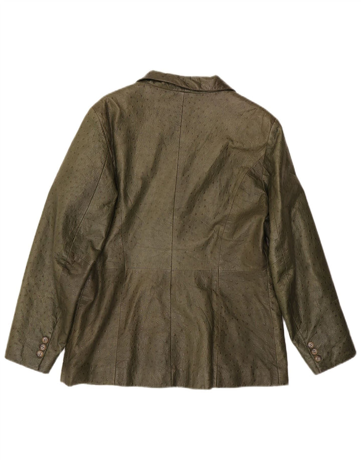 Vintage Womens Leather Jacket IT 46 Large Khaki Leather