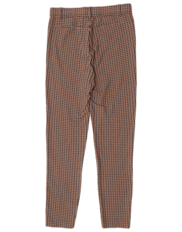 Zara Dame Slim Casual Bukser Medium W28 L27 Brun Houndstooth Viscose