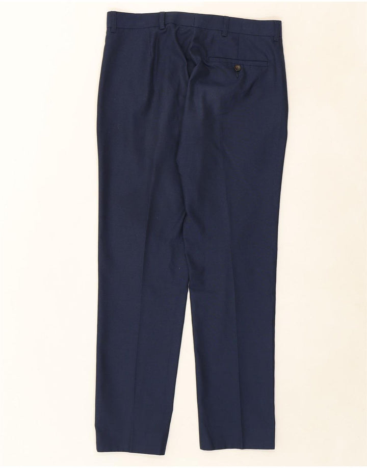 MARKS & SPENCER Mens Modern Slim Suit Trousers W30 L29 Navy Blue Polyester Vintage Marks & Spencer and Second-Hand Marks & Spencer from Messina Hembry 