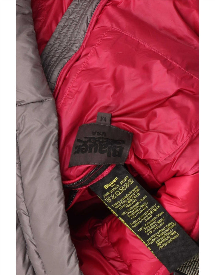 Blauer Chaqueta acolchada con capucha para mujer UK 44 Poliamida gris medio