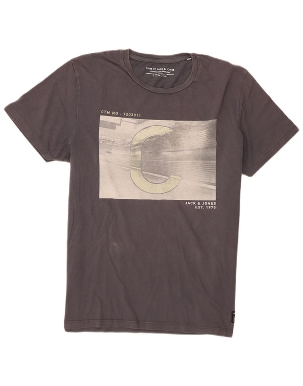 Jack & Jones Herre grafisk T-shirt Top XL Grå Bomuld