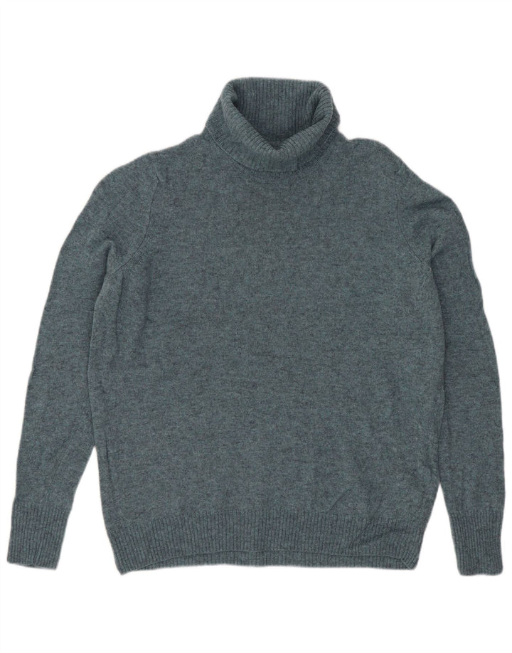 Marks & Spencer Dame Rullehals Sweater UK 14 Medium Blue Wool