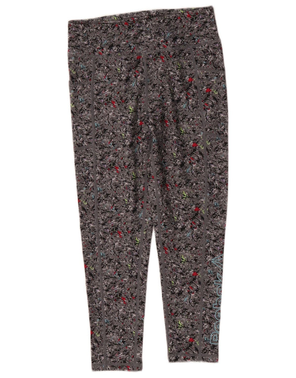 Reebok Girls Leggings 10-11 år Large Grey Floral Polyester