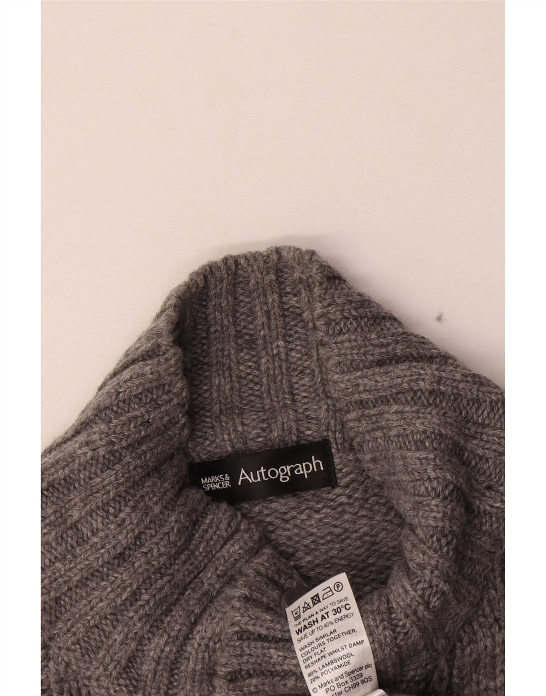 Marks & Spencer Mens Autograph Button Neck Jumper Sweater Large Grey