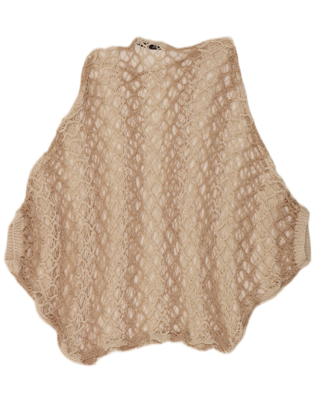 Zara Womens Crochet Poncho Top UK 16 Large Beige