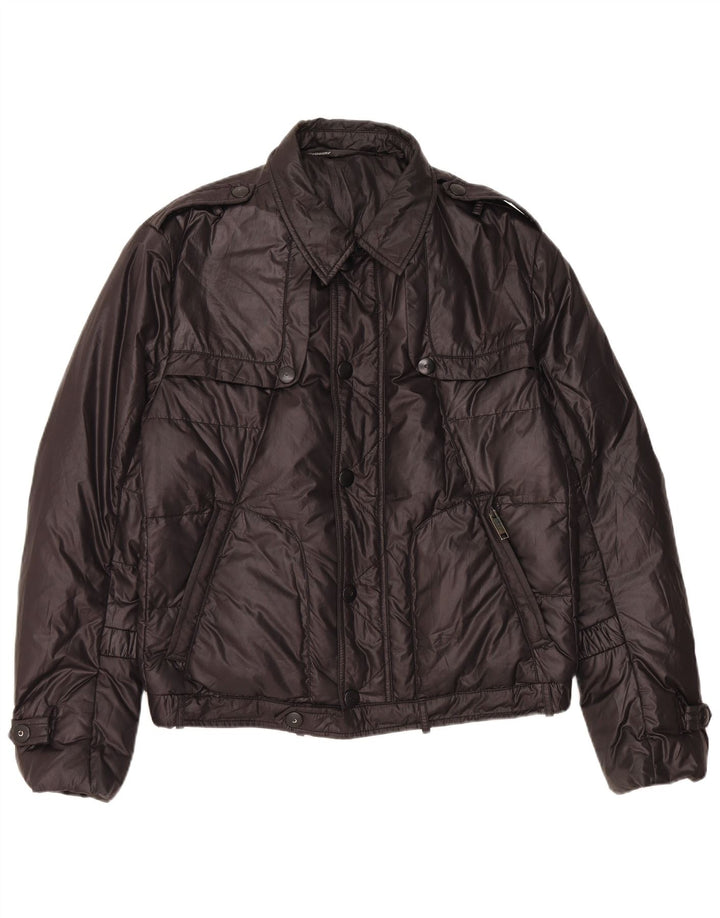 Vintage Mens Military Padded Jacket IT 52 XL Black Polyester