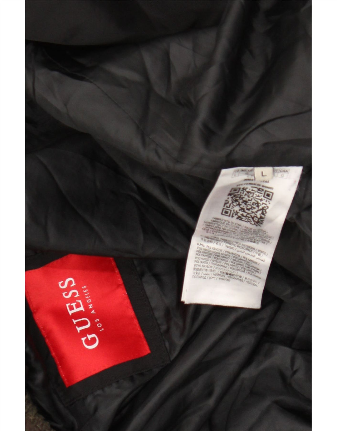 Guess Mens Hooded Padded Jacket UK 40 Large Black Polyamide
