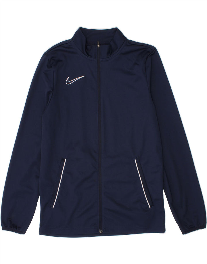 NIKE Boys Dri Fit Tracksuit Top Jacket 12-13 Large  Navy Blue Polyester Vintage Nike and Second-Hand Nike from Messina Hembry 