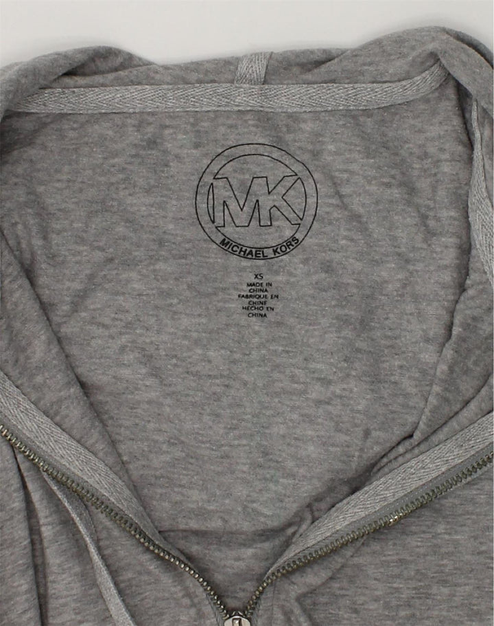 MICHAEL KORS Womens Zip Hoodie Sweater UK 6 XS Grey Cotton | Vintage Michael Kors | Thrift | Second-Hand Michael Kors | Used Clothing | Messina Hembry 